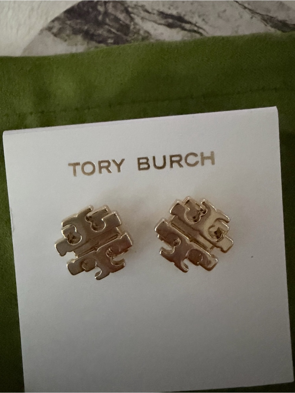 Tory Burch Gold Double-T Logo Stud Earrings